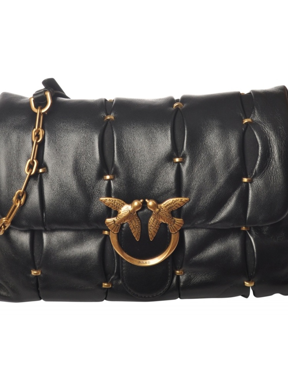 Pinko Black Quilted Leather Shoulder like new